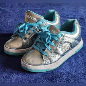 Heelys Shoes Sz 4Y / 5W Split Chrome Metallic Skates‎ Wheels Sneakers